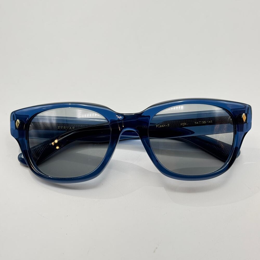 Eyevan Sunglasses Flash-E AQBL-GRY Blue Square Frame Gray Lens 54-22-145 New